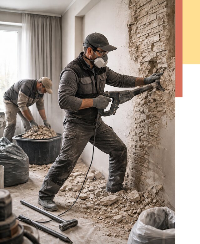 Демонтаж декоративного камня в Славгороде от 1508 руб/м² — быстро и недорого | ОТДЕЛОЧНИК-Слд