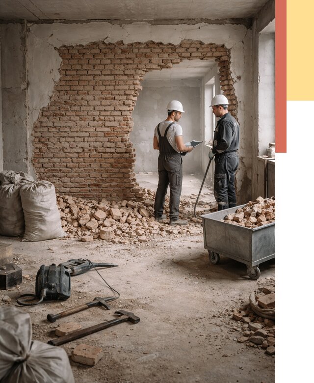 Демонтаж кирпичных стен в Славгороде от 4368 руб. — быстро, недорого, под ключ | ОТДЕЛОЧНИК-Слд