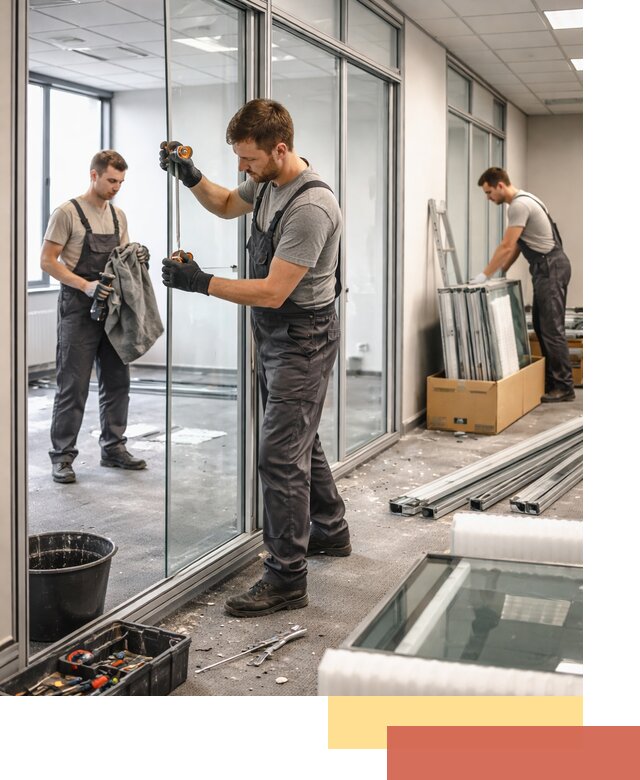 Демонтаж стеклянных перегородок в Славгороде быстро и безопасно