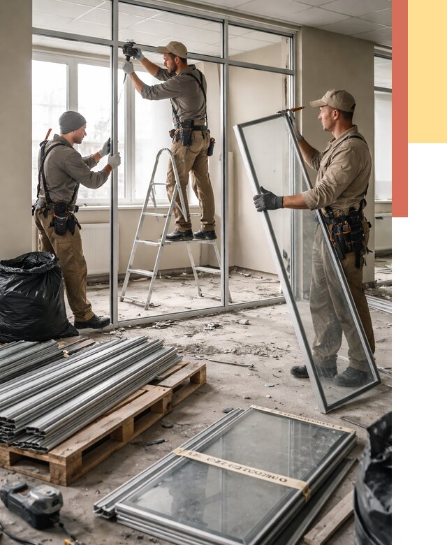 Демонтаж алюминиевых перегородок в Славгороде от 4368 руб. — быстро и недорого | ОТДЕЛОЧНИК-Слд