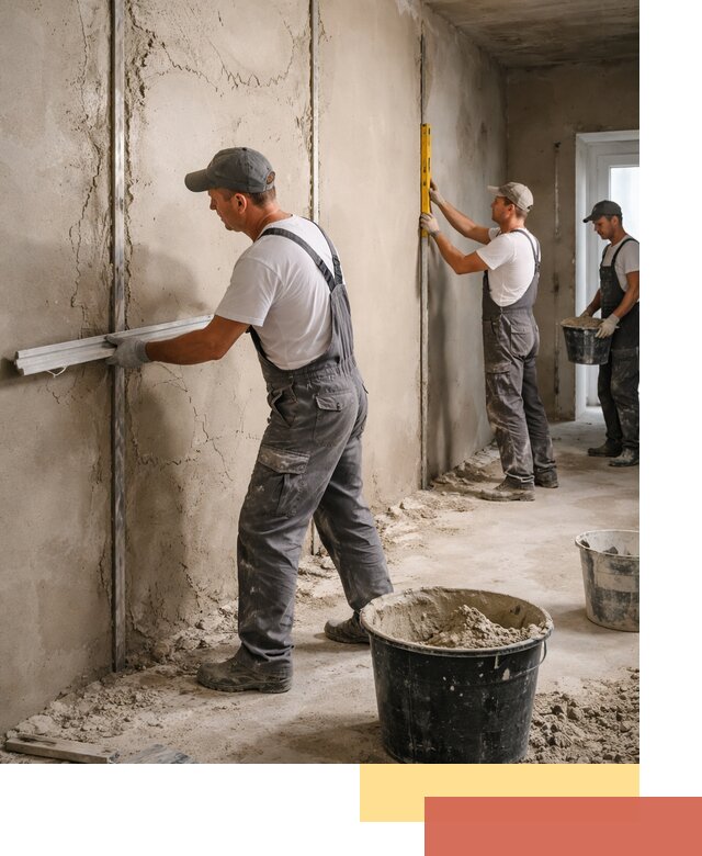 Штукатурка стен по маякам в Славгороде — точная и ровная поверхность