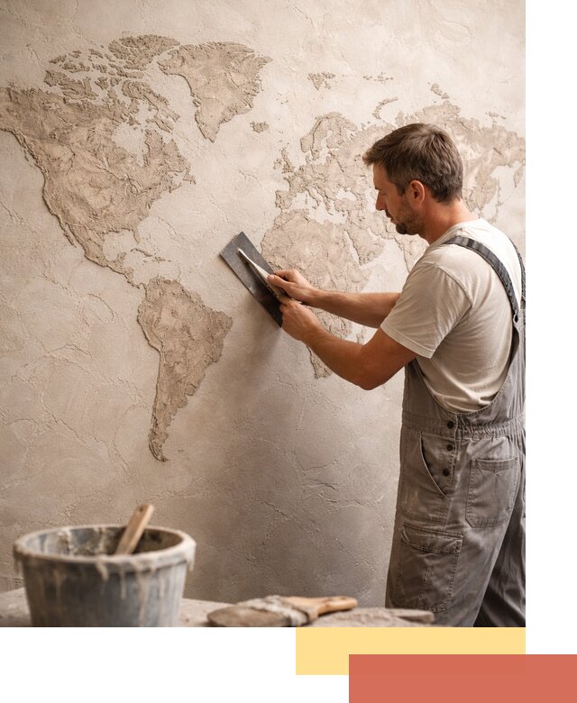 Декоративная штукатурка «Карта мира» под ключ в Славгороде