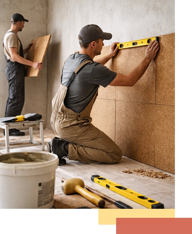 Монтаж пробковых панелей на стены в Славгороде быстро и качественно