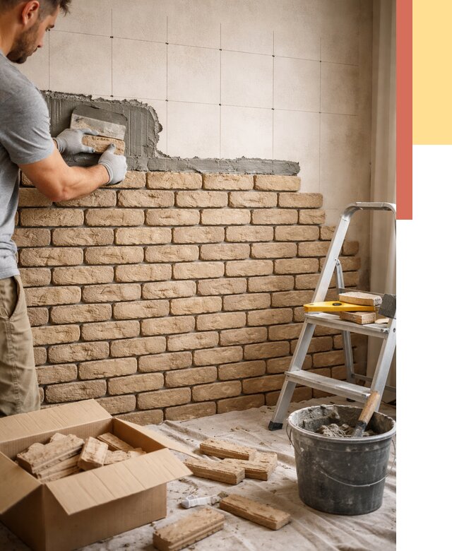 Монтаж декоративного кирпича в Славгороде от 3328 руб./м² — быстро и недорого | ОТДЕЛОЧНИК-Слд