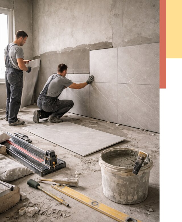 Облицовка стен керамогранитом в Славгороде от 4368 руб./м² — услуги под ключ | ОТДЕЛОЧНИК-Слд