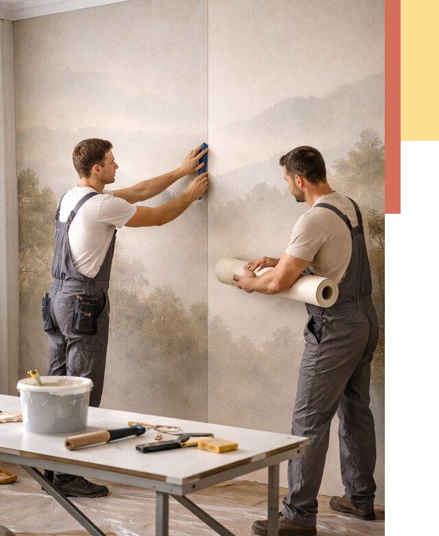 Поклейка фотообоев в Славгороде от 8841 руб/м² — быстро и недорого | ОТДЕЛОЧНИК-Слд