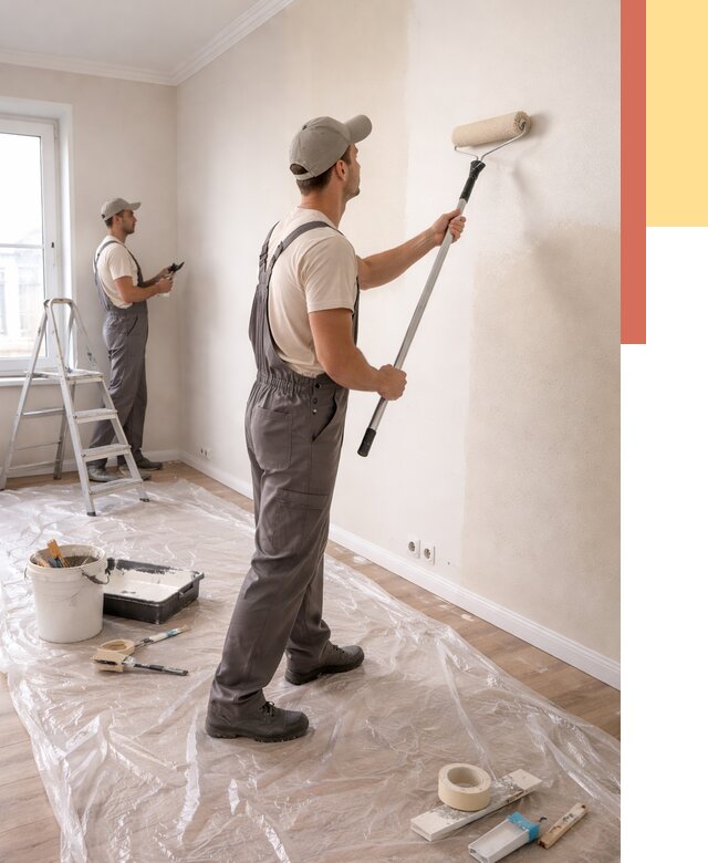 Покраска стен акриловой краской в Славгороде от 3640 руб./м² — быстро и недорого | ОТДЕЛОЧНИК-Слд