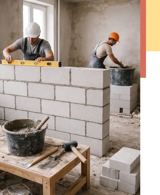 Кладка перегородок из газобетона в Славгороде от 3328 руб. под ключ | ОТДЕЛОЧНИК-Слд