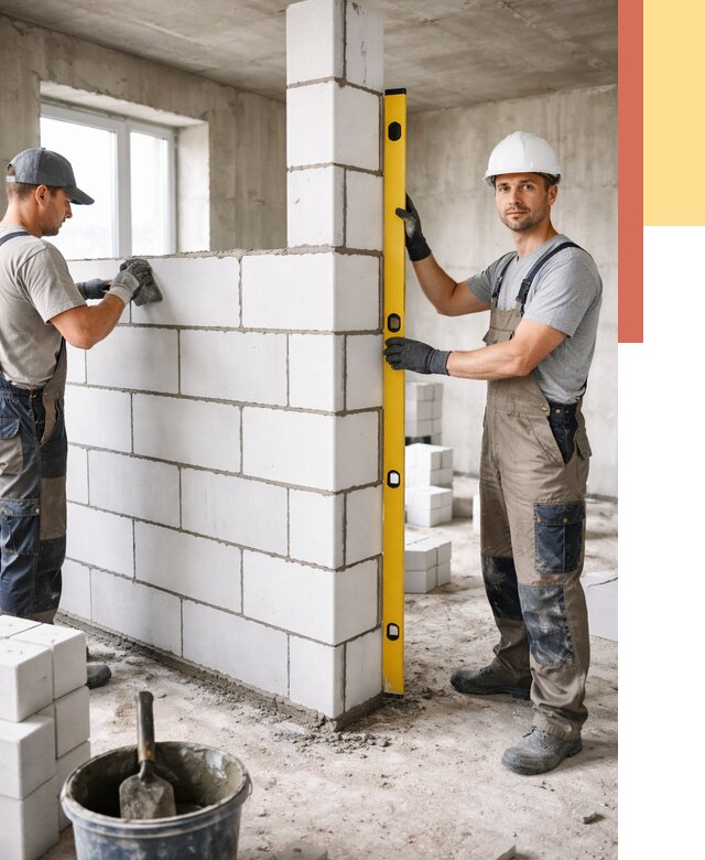 Кладка перегородок из пеноблока в Славгороде от 1872 руб. под ключ | ОТДЕЛОЧНИК-Слд