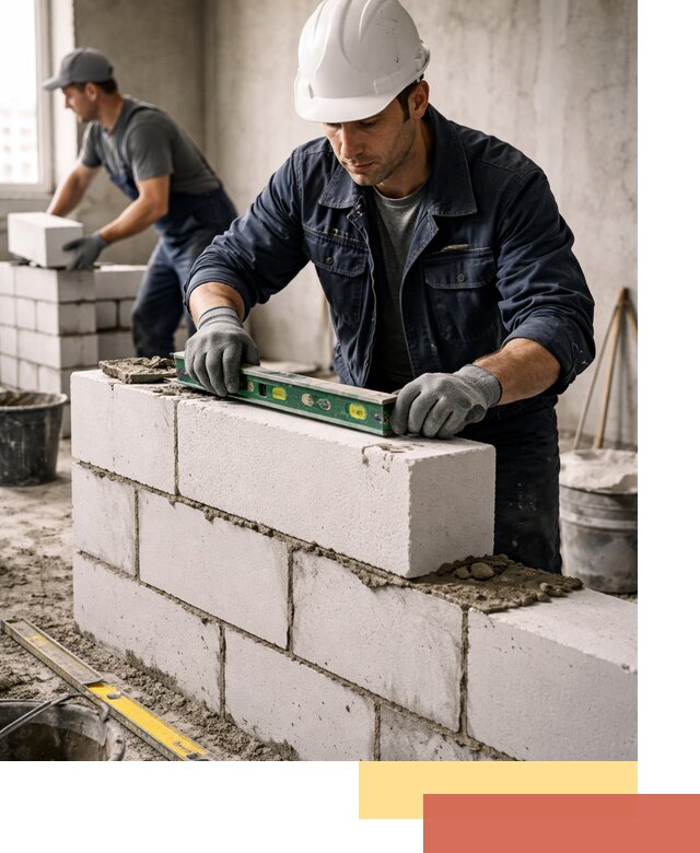 Кладка перегородок из пеноблока под ключ в Славгороде