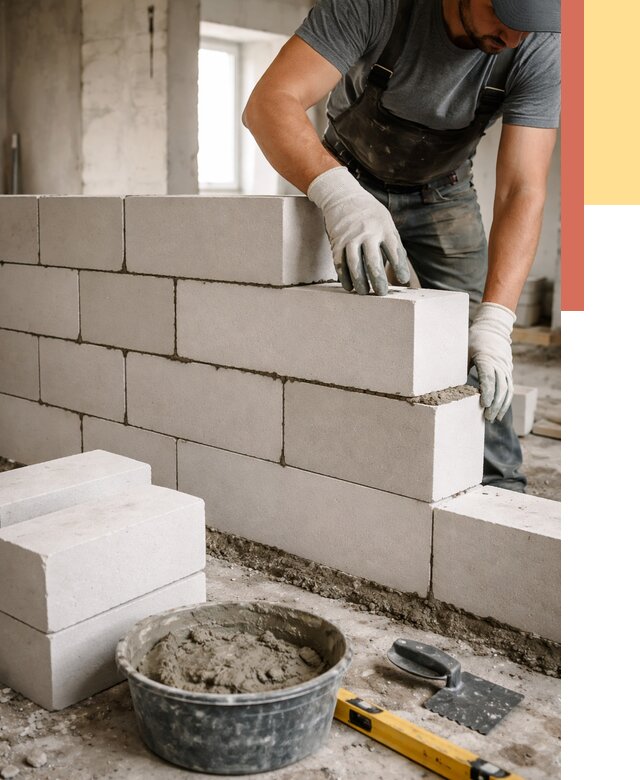 Кладка перегородок из силикатного блока в Славгороде от 4160 руб. под ключ | ОТДЕЛОЧНИК-Слд