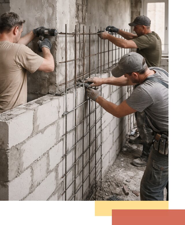Армирование кладки перегородок в Славгороде профессионально и надёжно