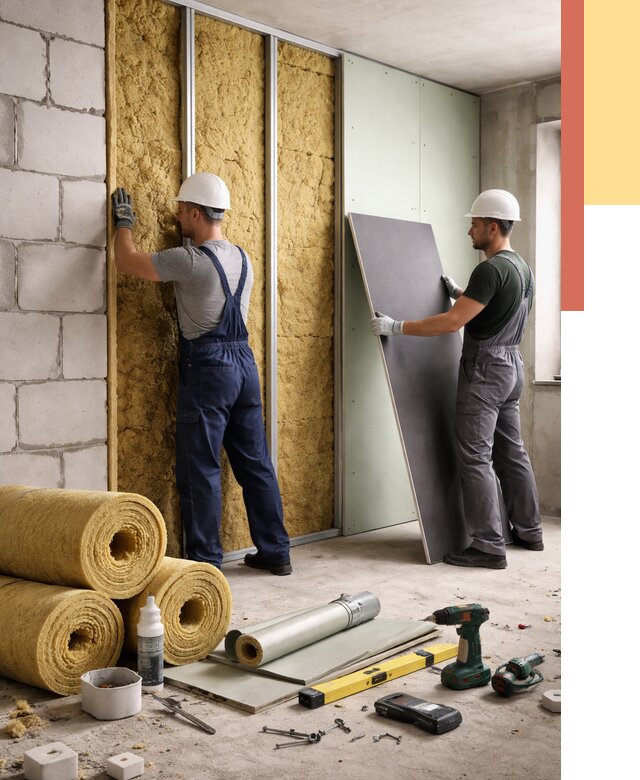 Шумоизоляция перегородок из блоков в Славгороде от 1924 руб./м² — быстро и недорого | ОТДЕЛОЧНИК-Слд