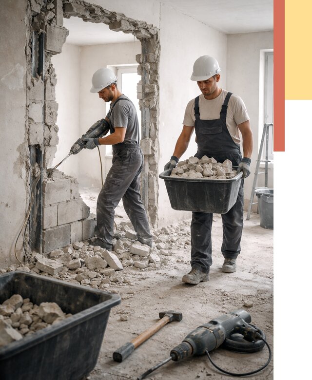 Демонтаж блоковых перегородок в Славгороде от 3900 руб. — быстро и недорого | ОТДЕЛОЧНИК-Слд