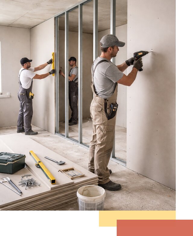 Однослойная перегородка из гипсокартона в Славгороде под ключ, монтаж и отделка