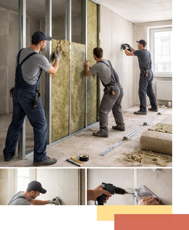 Перегородка из гипсокартона с шумоизоляцией в Славгороде — монтаж под ключ