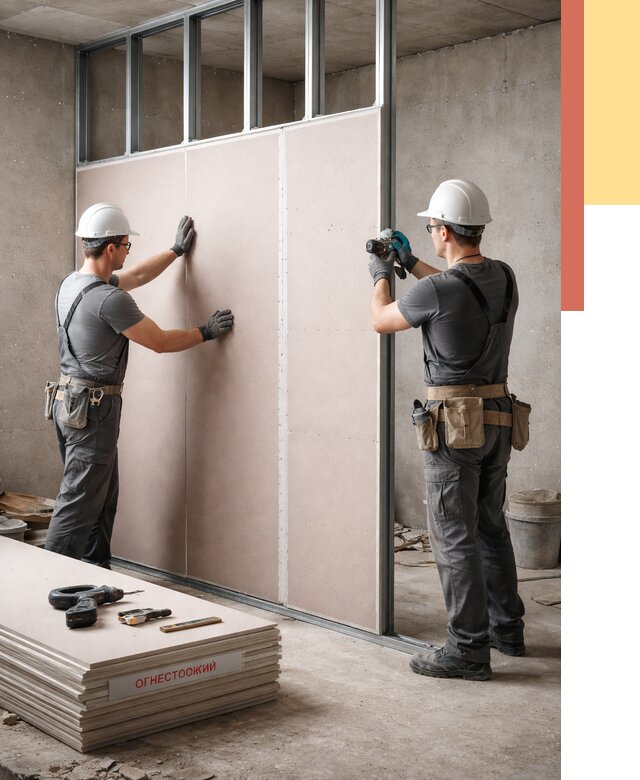 Перегородка из огнестойкого гипсокартона в Славгороде от 1924 руб. под ключ | ОТДЕЛОЧНИК-Слд