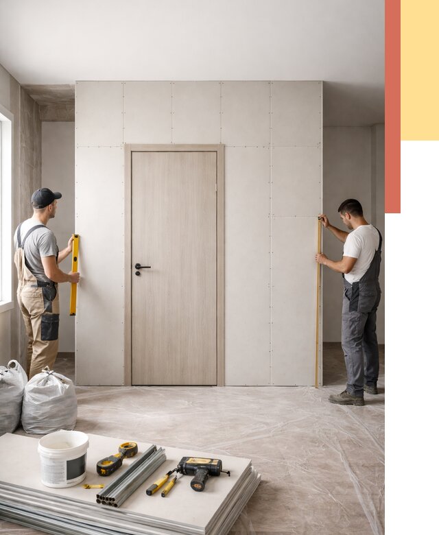 Перегородка из гипсокартона с дверью в Славгороде от 4680 руб. под ключ | ОТДЕЛОЧНИК-Слд