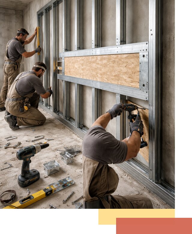 Усиленная перегородка для крепления тяжёлых конструкций в Славгороде