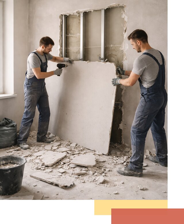 Демонтаж перегородки из гипсокартона в Славгороде быстрый и аккуратный