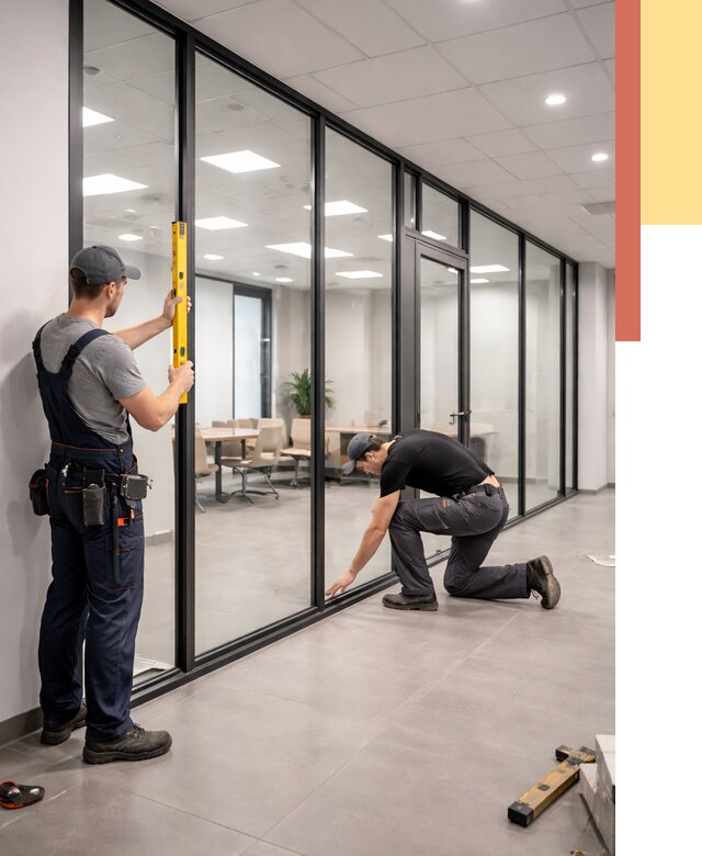 Каркасные стеклянные перегородки в Славгороде под ключ от 9569 руб. | ОТДЕЛОЧНИК-Слд