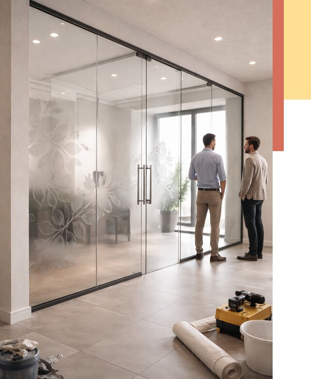 Стеклянные перегородки с рисунком в Славгороде от 13001 руб. монтаж и нанесение | ОТДЕЛОЧНИК-Слд