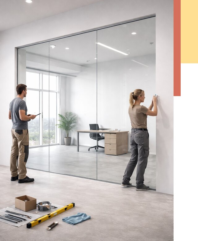 Перегородки из закаленного стекла в Славгороде от 9881 руб. под ключ | ОТДЕЛОЧНИК-Слд