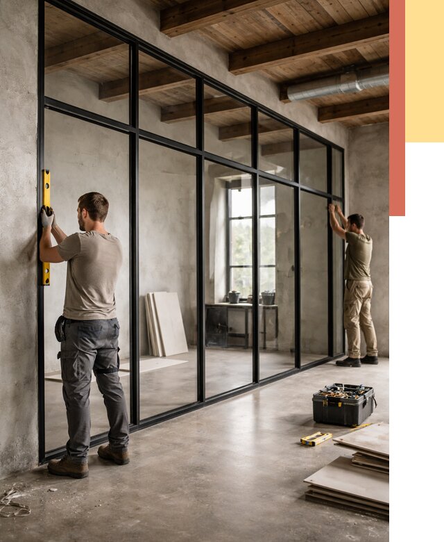 Стеклянные перегородки лофт в Славгороде от 10921 руб. под ключ | ОТДЕЛОЧНИК-Слд