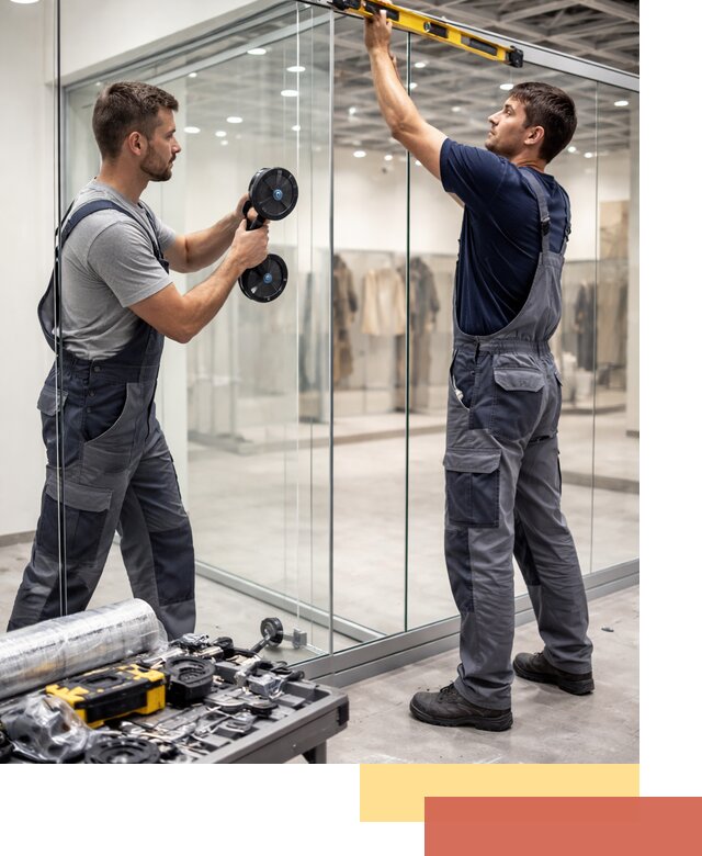 Стеклянные перегородки для магазинов в Славгороде — монтаж и установка