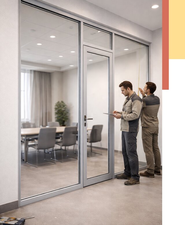 Установка и монтаж алюминиевых перегородок со стеклом в Славгороде от 8529 руб. | ОТДЕЛОЧНИК-Слд