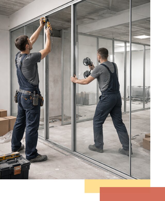 Алюминиевые перегородки со стеклом в Славгороде — изготовление и монтаж