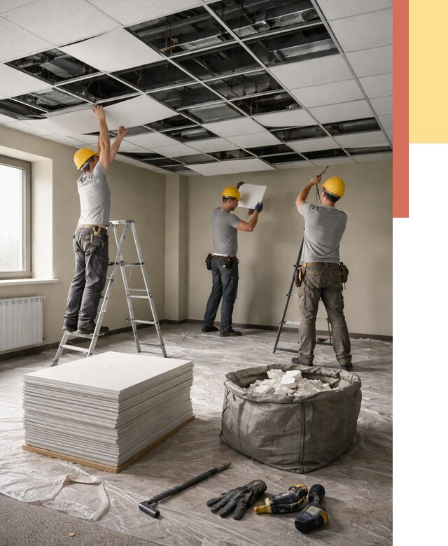 Демонтаж потолка Армстронг в Славгороде от 4680 руб. быстро и недорого | ОТДЕЛОЧНИК-Слд