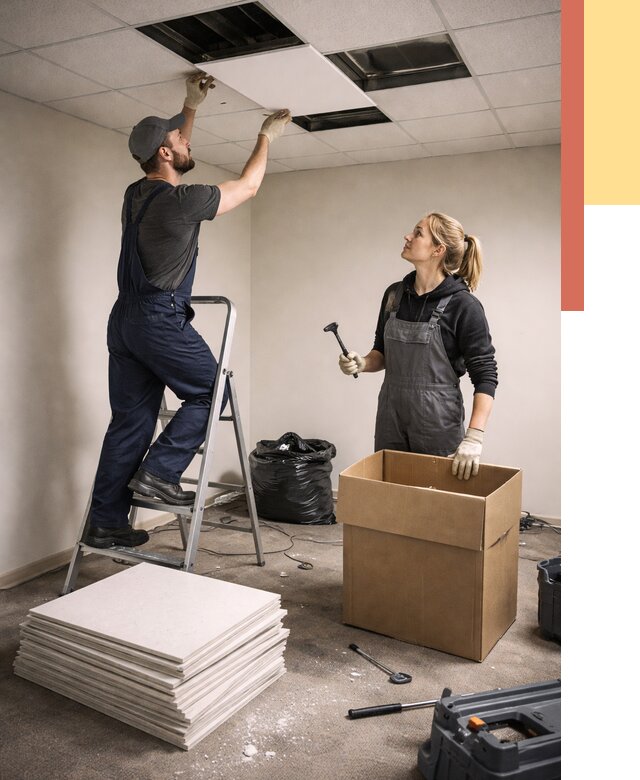 Демонтаж потолочной плитки в Славгороде от 4680 руб. быстро и недорого | ОТДЕЛОЧНИК-Слд