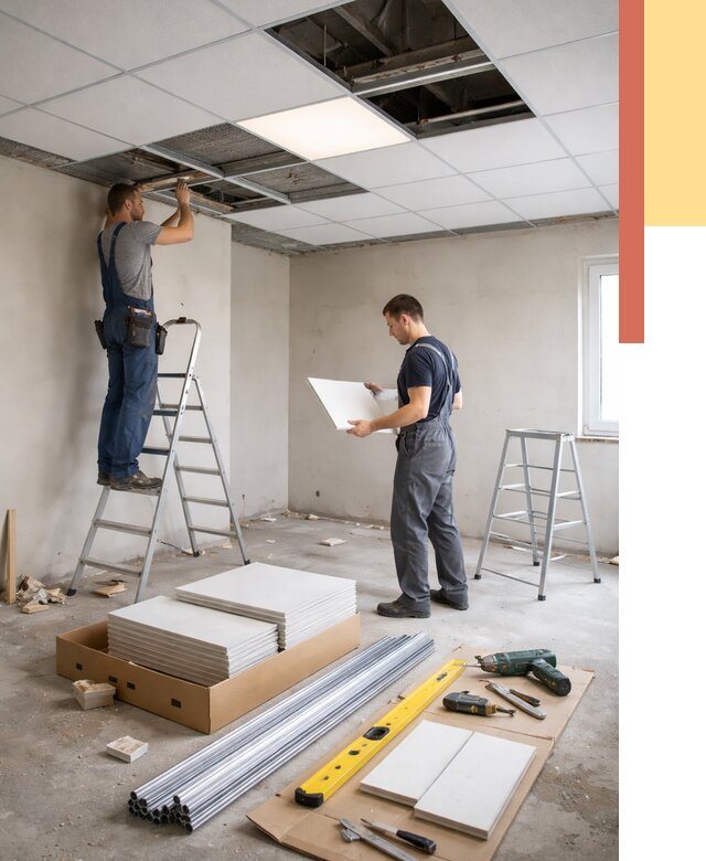 Монтаж потолка армстронг в Славгороде от 4680 руб/м2 — быстрая установка под ключ | ОТДЕЛОЧНИК-Слд