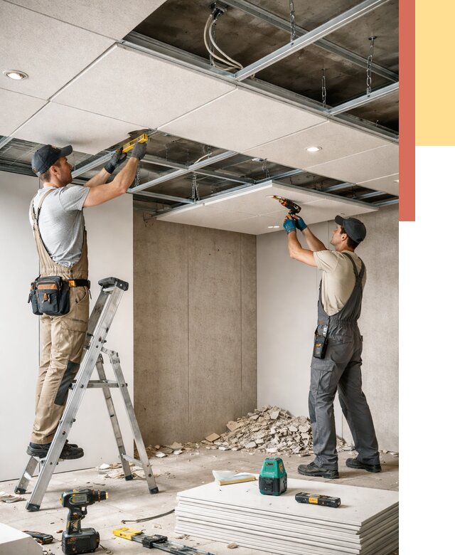 Монтаж акустического потолка в Славгороде от 6761 руб/м2 — быстро и недорого | ОТДЕЛОЧНИК-Слд