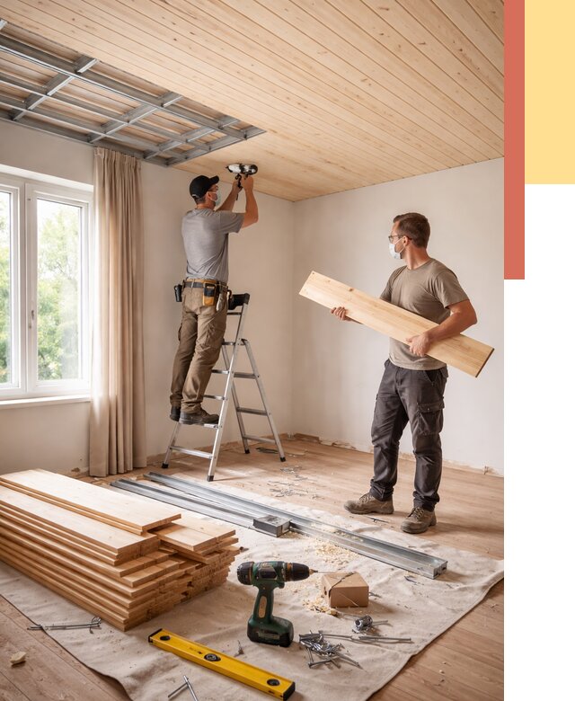 Монтаж потолка из вагонки в Славгороде от 6761 руб. | Быстро и недорого — ОТДЕЛОЧНИК-Слд