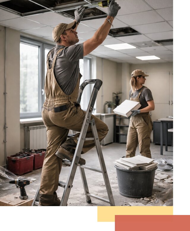 Ремонт потолка Армстронг и замена плит в Славгороде