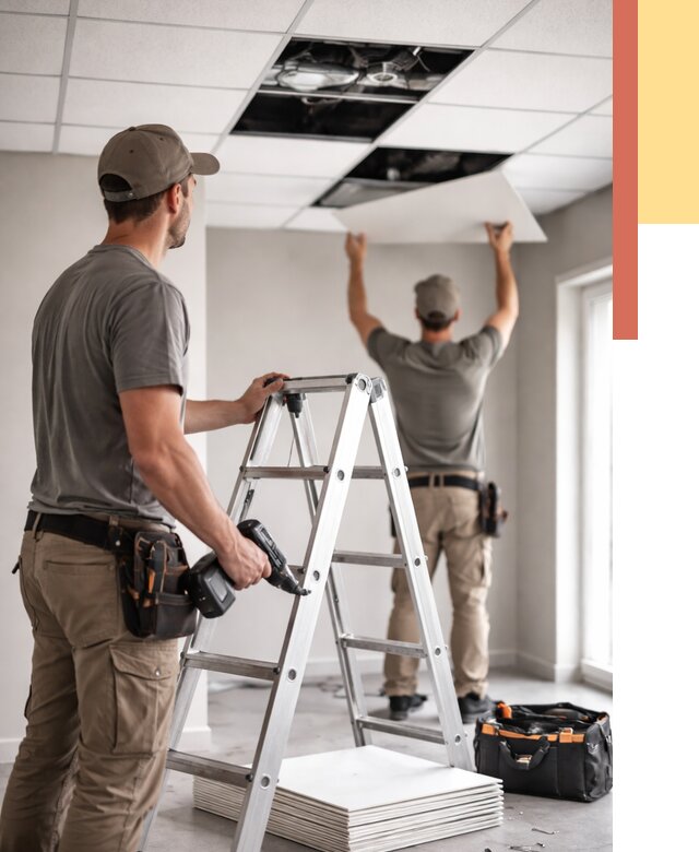 Обслуживание подвесного потолка в Славгороде от 3640 руб. — быстро и недорого | ОТДЕЛОЧНИК-Слд