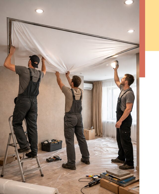 Монтаж ПВХ натяжного потолка в Славгороде от 3640 руб. под ключ | ОТДЕЛОЧНИК-Слд