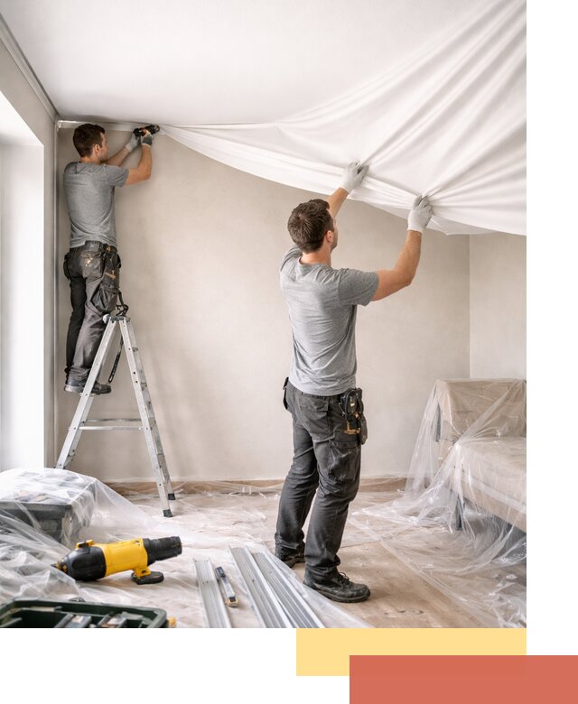 Монтаж тканевого натяжного потолка в Славгороде недорого и быстро