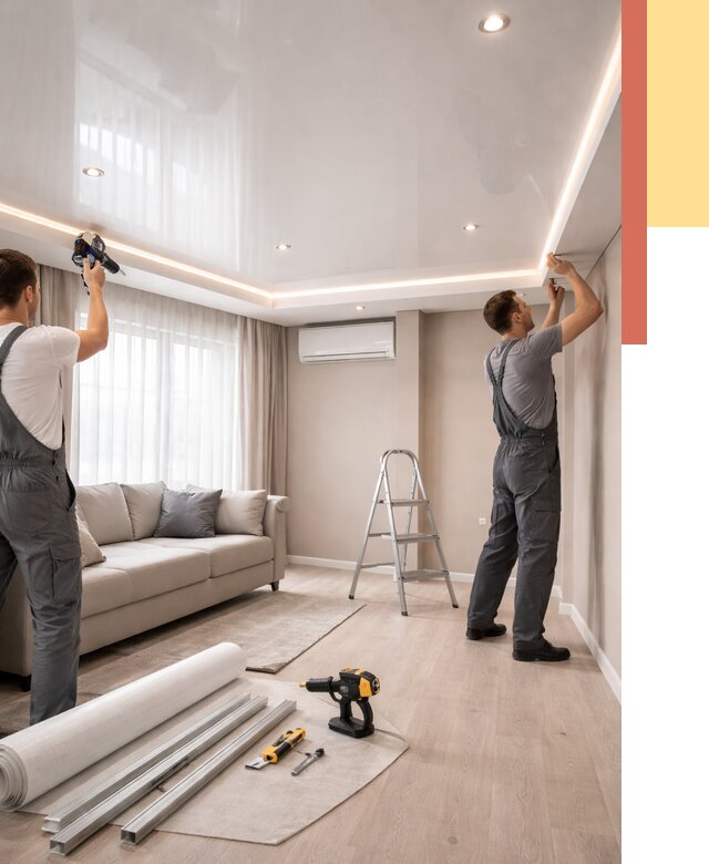 Монтаж глянцевого натяжного потолка в Славгороде от 780 руб. под ключ | ОТДЕЛОЧНИК-Слд