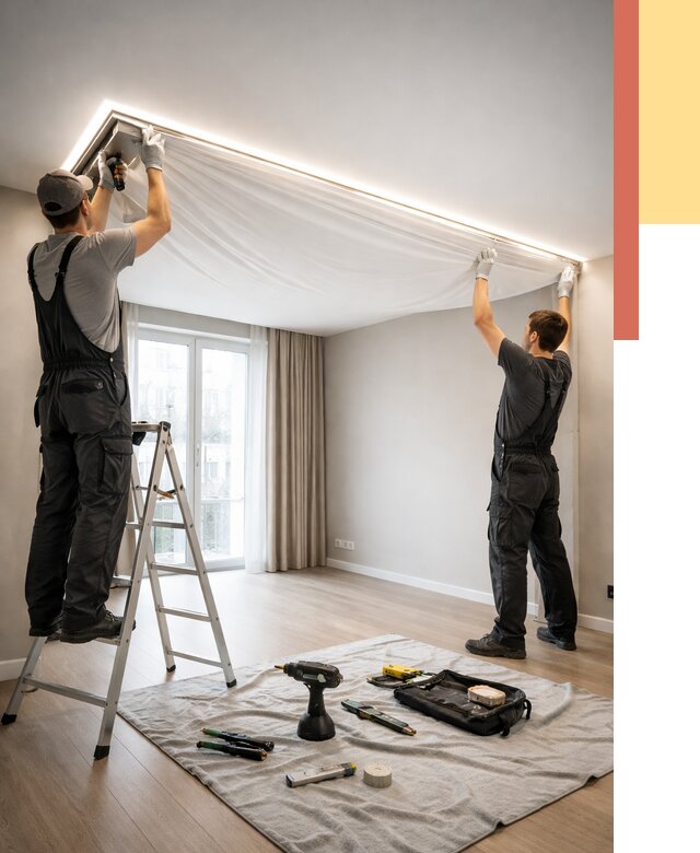 Монтаж парящего натяжного потолка в Славгороде от 4680 руб. быстро и недорого | ОТДЕЛОЧНИК-Слд