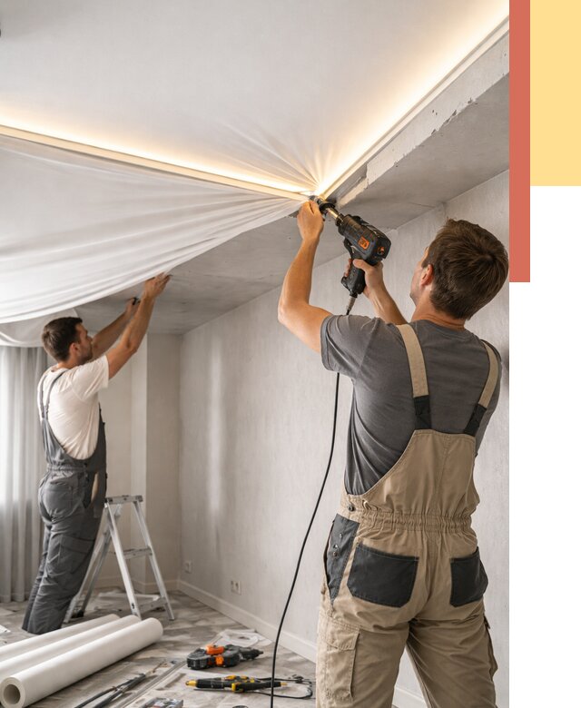 Монтаж натяжного потолка с подсветкой в Славгороде от 988 руб. | ОТДЕЛОЧНИК-Слд