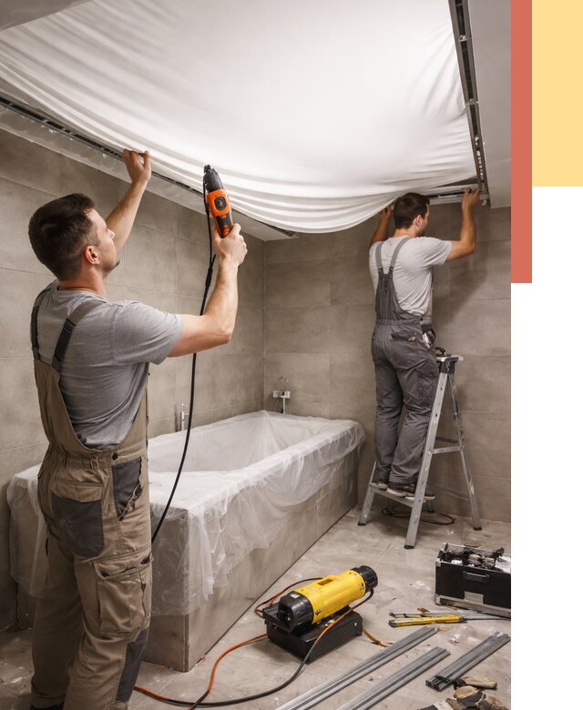 Монтаж натяжного потолка в ванной в Славгороде от 1248 руб. под ключ | ОТДЕЛОЧНИК-Слд