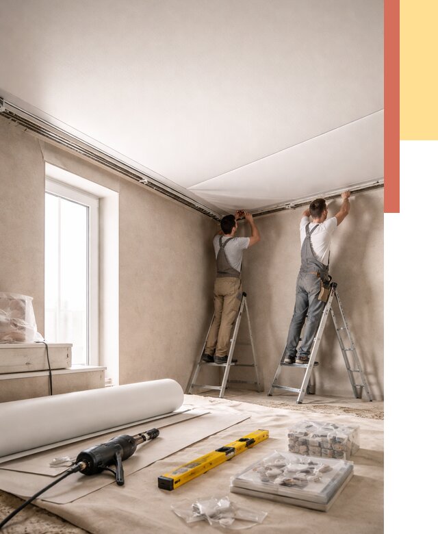 Монтаж натяжного потолка в спальне в Славгороде от 3952 руб. под ключ | ОТДЕЛОЧНИК-Слд