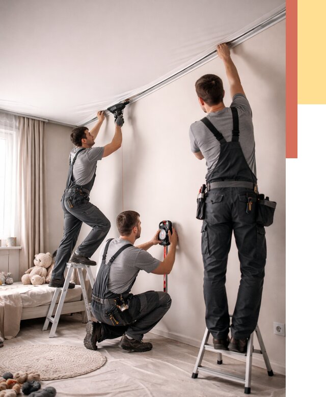 Монтаж натяжного потолка в детской в Славгороде от 3640 руб. — быстро и недорого | ОТДЕЛОЧНИК-Слд