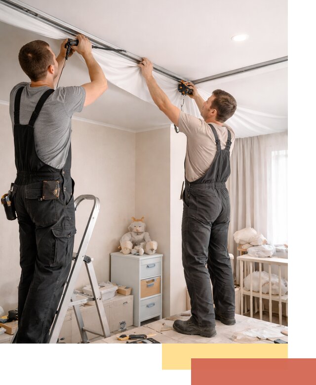 Монтаж натяжного потолка в детской комнате в Славгороде