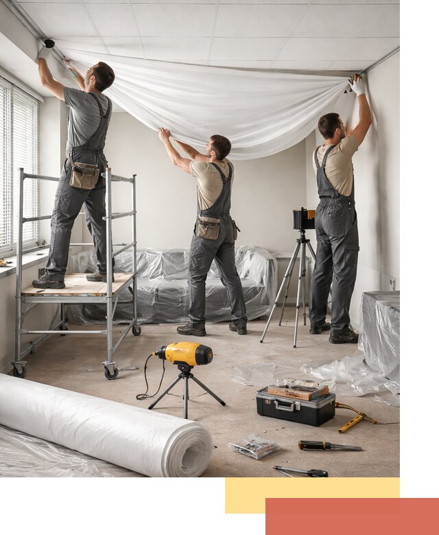 Монтаж натяжного потолка в офисе в Славгороде