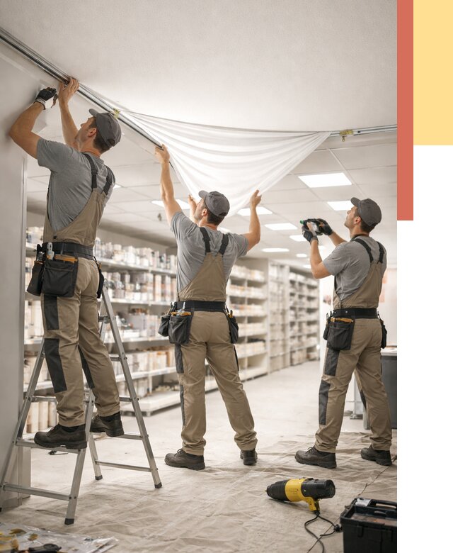 Монтаж натяжного потолка в магазине в Славгороде от 4680 руб. быстро и недорого | ОТДЕЛОЧНИК-Слд