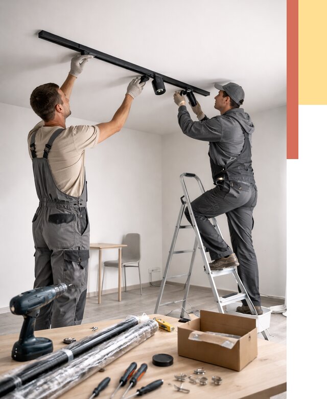 Установка трековых светильников в натяжной потолок в Славгороде от 4368 руб. | ОТДЕЛОЧНИК-Слд